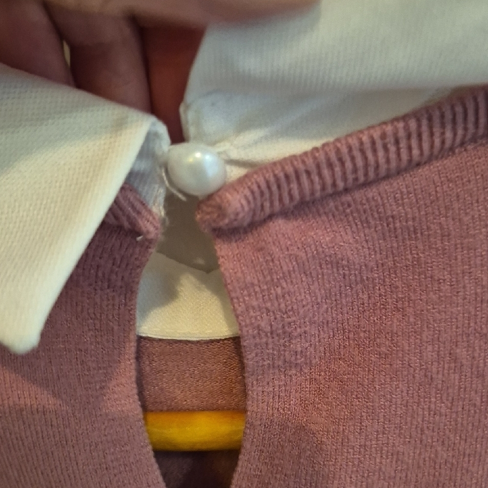 Vila Milano Embellished Collar Pink Crewneck Sweater - Picture 6 of 7